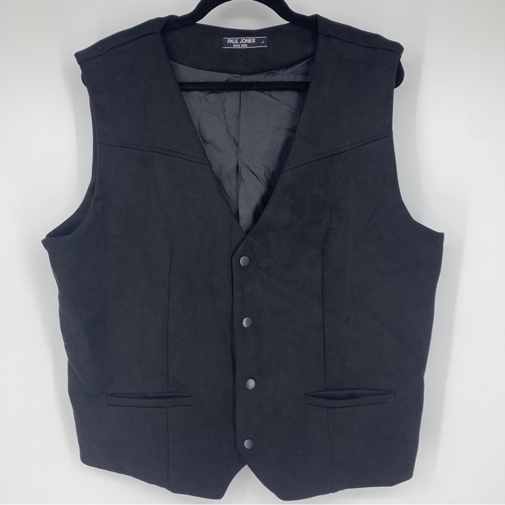 Paul Jones‎ mens large vest snap front faux suede brown NEW